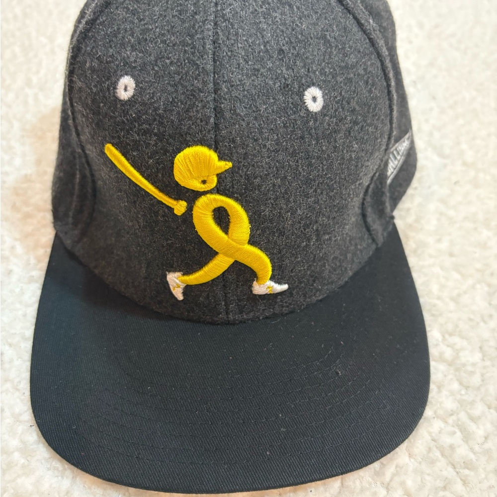 Baseballism Charcoal Wool Cotton and Black Cap with Yellow Baseball Logo